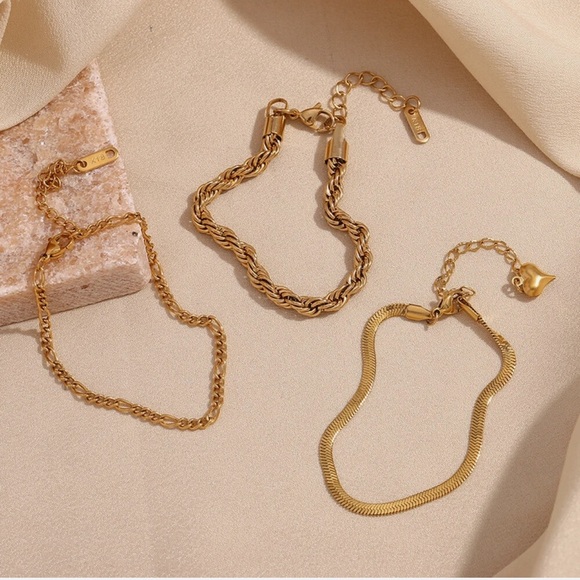 Gold Bracelet 6 Set 18K Gold Stainless Steel - Picture 12 of 12